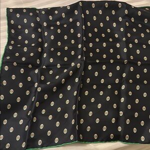 Gucci Black Silk Scarf with Logo Pattern